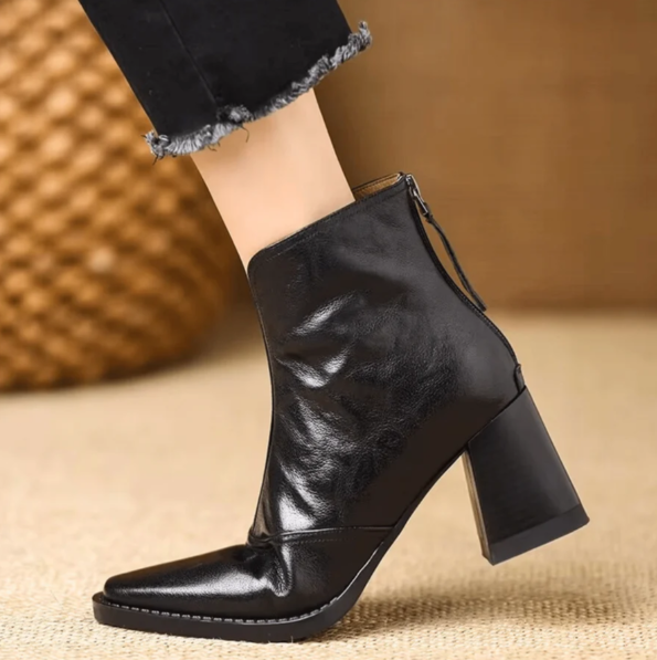 Stivaletti Donna con Tacco e Zip Posteriore